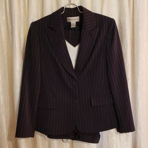 Jones New York Suit Navy Pinstriped